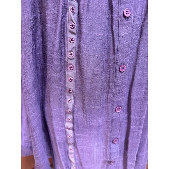LOVE IS ALL Lagenlook Purple Button Front Pleated Tunic Blouse M - Picture 4 of 10